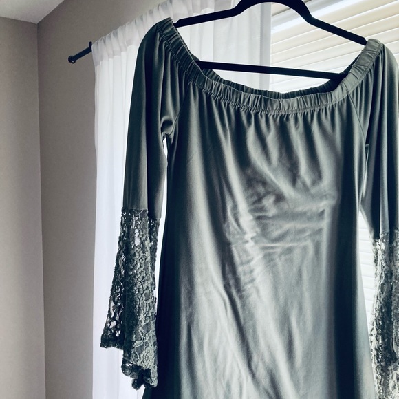 Green Lace Sleeve Tunic/Dress - Picture 3 of 5
